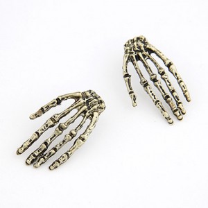 Punk Fashion Skull Hands Fashion Ear Studs - Vintage Copper