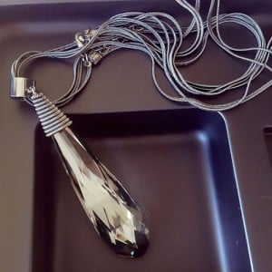 Large Crystal Waterdrop Pendant Multiple Layers Alloy Long Chain Fashion Necklace