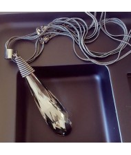 Large Crystal Waterdrop Pendant Multiple Layers Alloy Long Chain Fashion Necklace