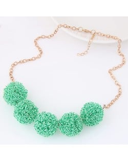 Knitting Wool Balls Pendant Fashion Necklace - Green
