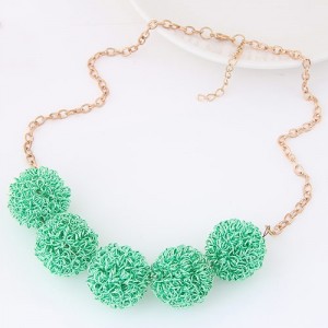 Knitting Wool Balls Pendant Fashion Necklace - Green