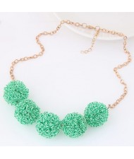 Knitting Wool Balls Pendant Fashion Necklace - Green