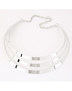 Hollow Bold Punk Fashion Alloy Arch Pendant Necklace - Silver