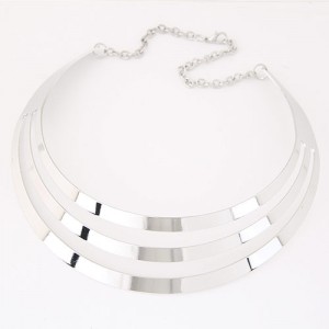 Hollow Bold Punk Fashion Alloy Arch Pendant Necklace - Silver