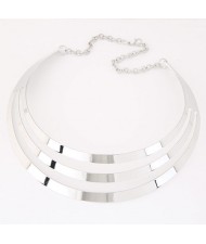 Hollow Bold Punk Fashion Alloy Arch Pendant Necklace - Silver