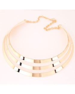 Hollow Bold Punk Fashion Alloy Arch Pendant Necklace - Golden