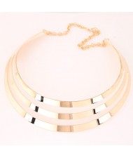 Hollow Bold Punk Fashion Alloy Arch Pendant Necklace - Golden