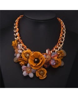 Vivid Sweet Summer Flowers Cluster Design Fashion Necklace - Rose Yellow