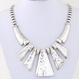 Vintage Corase Texture Bars Arch Combo Fashion Necklace - Silver