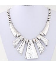 Vintage Corase Texture Bars Arch Combo Fashion Necklace - Silver