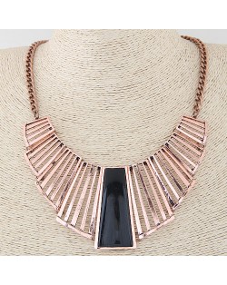 Resin Bar Gem Inlaid Hollow Arch Pendant Statement Fashion Necklace - Copper