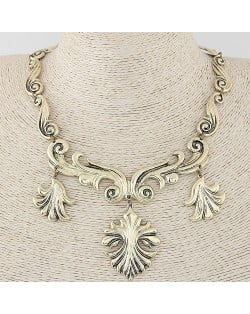 Vintage Flame Inspired Design Statement Fashion Necklace - Copper