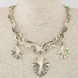 Vintage Flame Inspired Design Statement Fashion Necklace - Copper