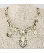 Vintage Flame Inspired Design Statement Fashion Necklace - Copper