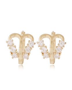 Rhinestone Inlaid Golden Butterfly Design Fashion Copper Ear Studs