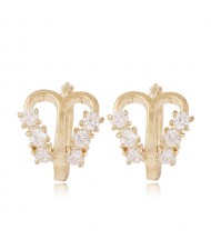 Rhinestone Inlaid Golden Butterfly Design Fashion Copper Ear Studs