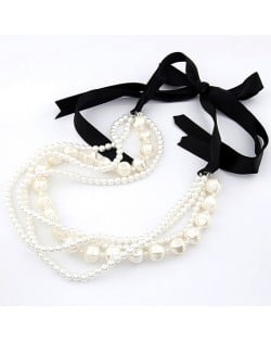 Elegant Bandage Style Multilayer Pearl Necklace