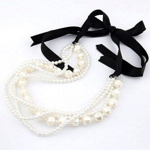 Elegant Bandage Style Multilayer Pearl Necklace