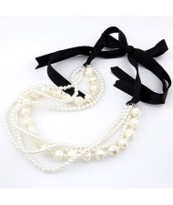 Elegant Bandage Style Multilayer Pearl Necklace