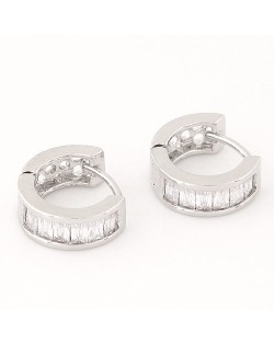 Elegant Cubic Zirconia Inlaid Succinct Fashion Ear Clips - Silver and Transparent