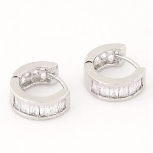 Elegant Cubic Zirconia Inlaid Succinct Fashion Ear Clips - Silver and Transparent
