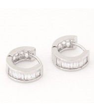 Elegant Cubic Zirconia Inlaid Succinct Fashion Ear Clips - Silver and Transparent