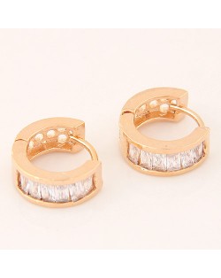 Elegant Cubic Zirconia Inlaid Succinct Fashion Ear Clips - Golden and Transparent