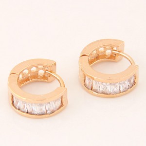 Elegant Cubic Zirconia Inlaid Succinct Fashion Ear Clips - Golden and Transparent