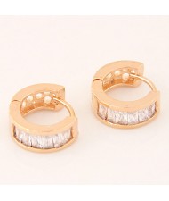 Elegant Cubic Zirconia Inlaid Succinct Fashion Ear Clips - Golden and Transparent