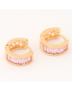 Elegant Cubic Zirconia Inlaid Succinct Fashion Ear Clips - Golden and Pink