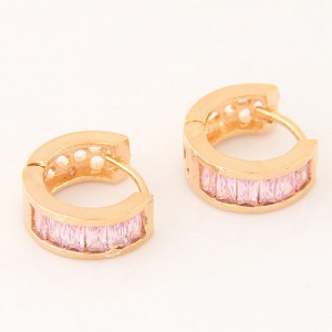 Elegant Cubic Zirconia Inlaid Succinct Fashion Ear Clips - Golden and Pink
