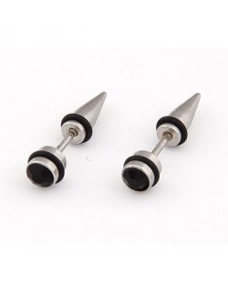 Rhinestone Inlaid Titanium Steel Man Fashion Ear Studs - Black