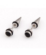 Rhinestone Inlaid Titanium Steel Man Fashion Ear Studs - Black