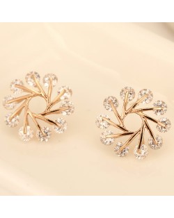Luxurious Cubic Zirconia Snowflake Fashion Ear Studs - Rose Gold