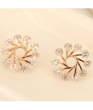 Luxurious Cubic Zirconia Snowflake Fashion Ear Studs - Rose Gold