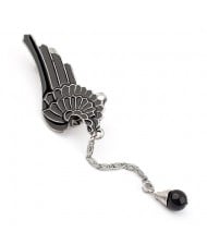 Oil-spot Glazed Black Angel Wing Unilateral Fashion Ear Clip