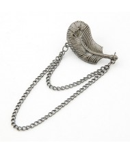 Vintage Feather with Tassel Design Unilateral Fashion Earrings - Silver