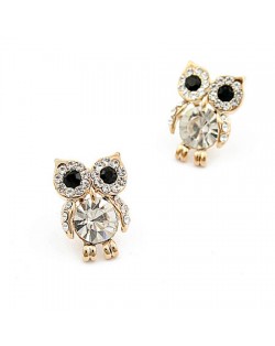 Korean Cartoon Fashion Rhinestone Embellished Night Owl Ear Studs