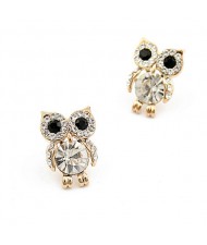 Korean Cartoon Fashion Rhinestone Embellished Night Owl Ear Studs