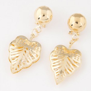 Western Fashion Golden Hollow Leaf Design Series 1 Earrings