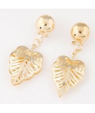 Western Fashion Golden Hollow Leaf Design Series 1 Earrings
