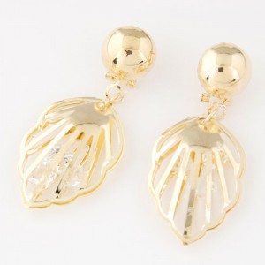 Western Fashion Golden Hollow Leaf Design Series 3 Earrings
