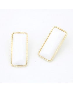Bold Fashion Unique Bar Design Ear Studs - White