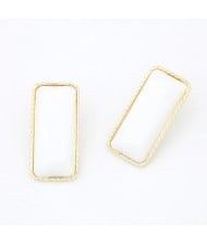 Bold Fashion Unique Bar Design Ear Studs - White