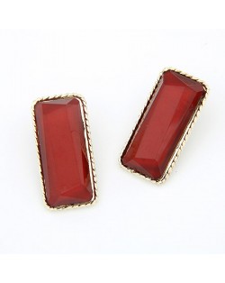 Bold Fashion Unique Bar Design Ear Studs - Red