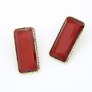 Bold Fashion Unique Bar Design Ear Studs - Red