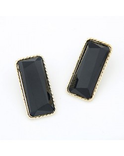 Bold Fashion Unique Bar Design Ear Studs - Black
