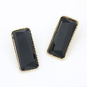 Bold Fashion Unique Bar Design Ear Studs - Black
