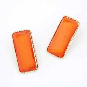 Bold Fashion Unique Bar Design Ear Studs - Orange