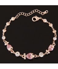 Cute Czech Rhinestone and Cubic Zirconia Fishes Fashion Golden Bracelet